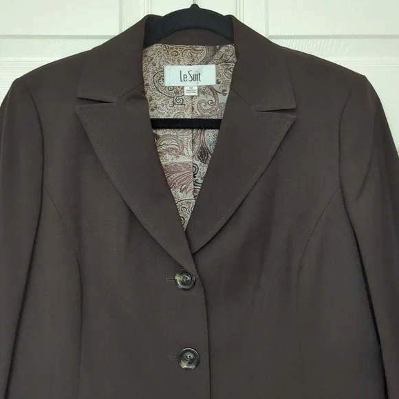 Le Suit Brown 3 Button Fitted Blazer Size 10 - Picture 2 of 8